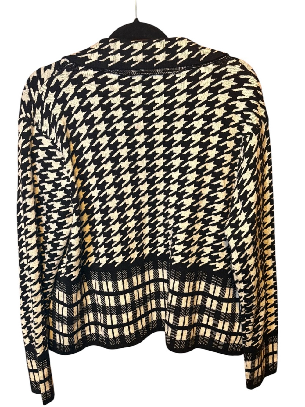 Tahari Houndstooth Plaid Open Front Cardigan Sweater XL - Picture 4 of 6